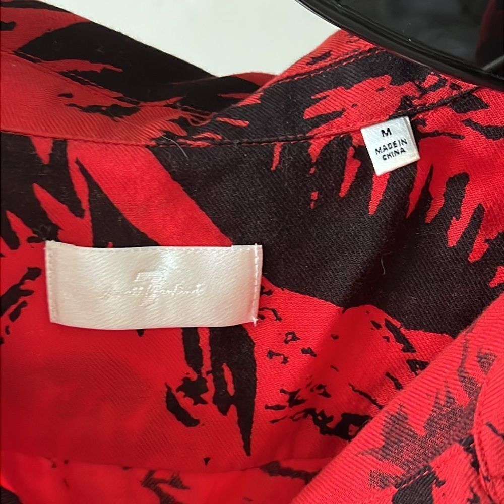 7 For All Mankind Red and Black Hawaiian Shirt M - Picture 2 of 6
